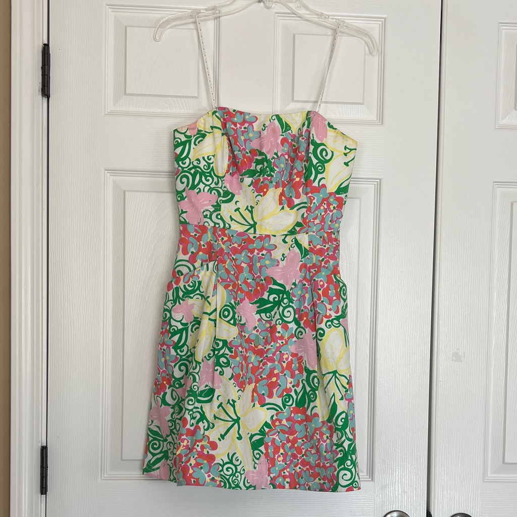Lilly Pulitzer Strapless Floral Sundress In Pink, Green & Yellow